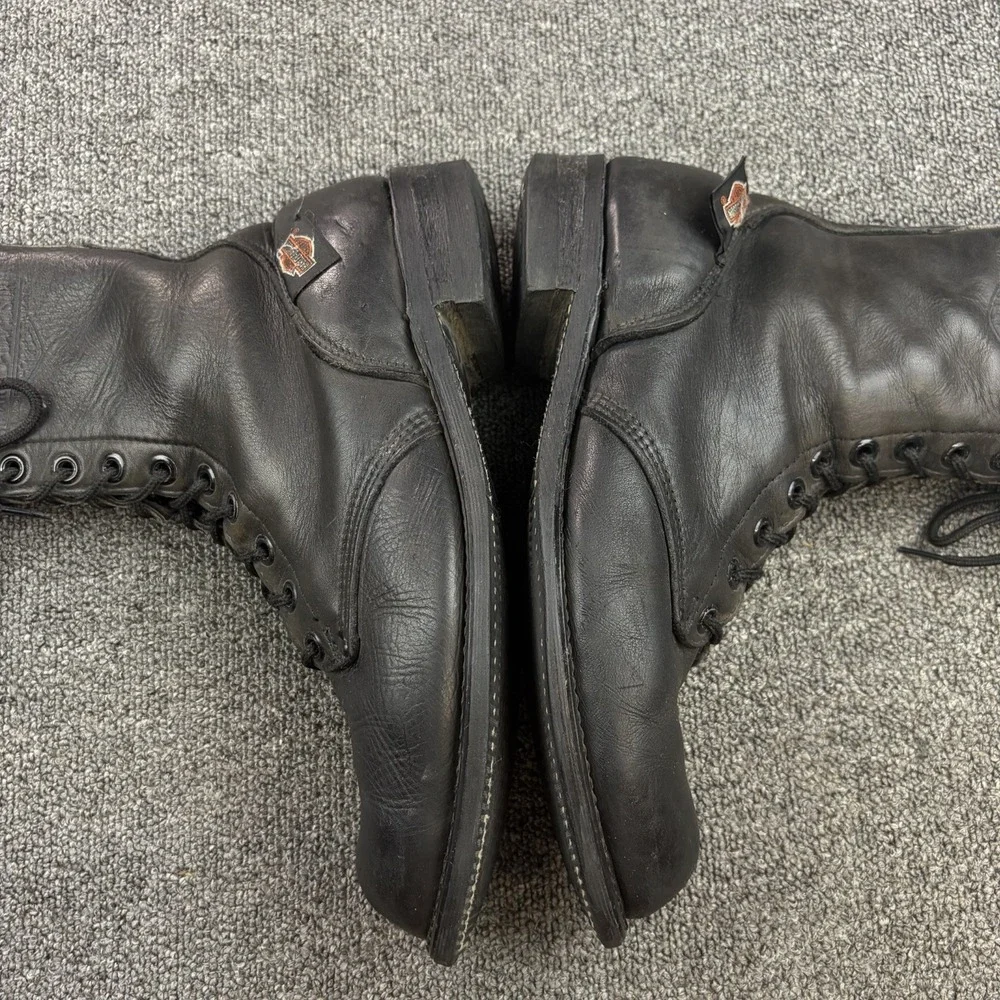 Harley Davidson 98417 Mens 12 Black Leather Side Zip Lace Up Motorcycle Boots